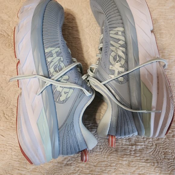 Hoka Light Blue Athletic Shoes with Breathable Mesh and Cushioned Sole - Picture 3 of 5